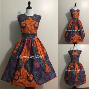 African Print Dress: Bust 43-44 Waist 34-35